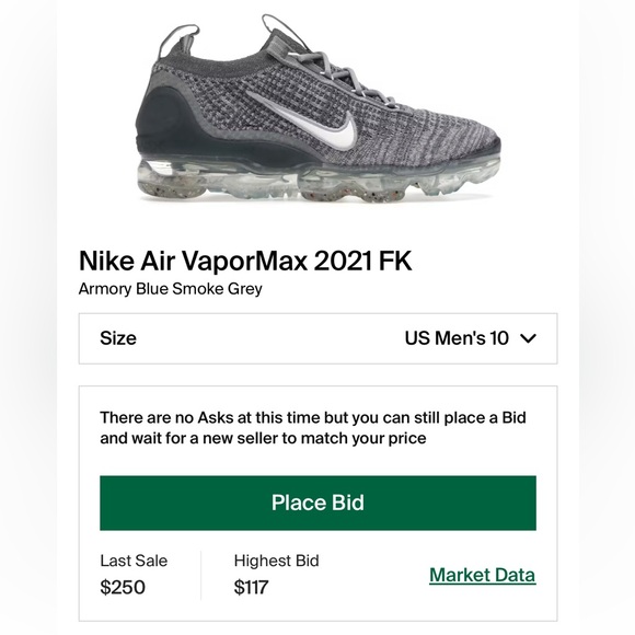 Nike Air VaporMax 2021 FK “Armory Blue Smoke Grey” Men’s Size 10 - Picture 9 of 9